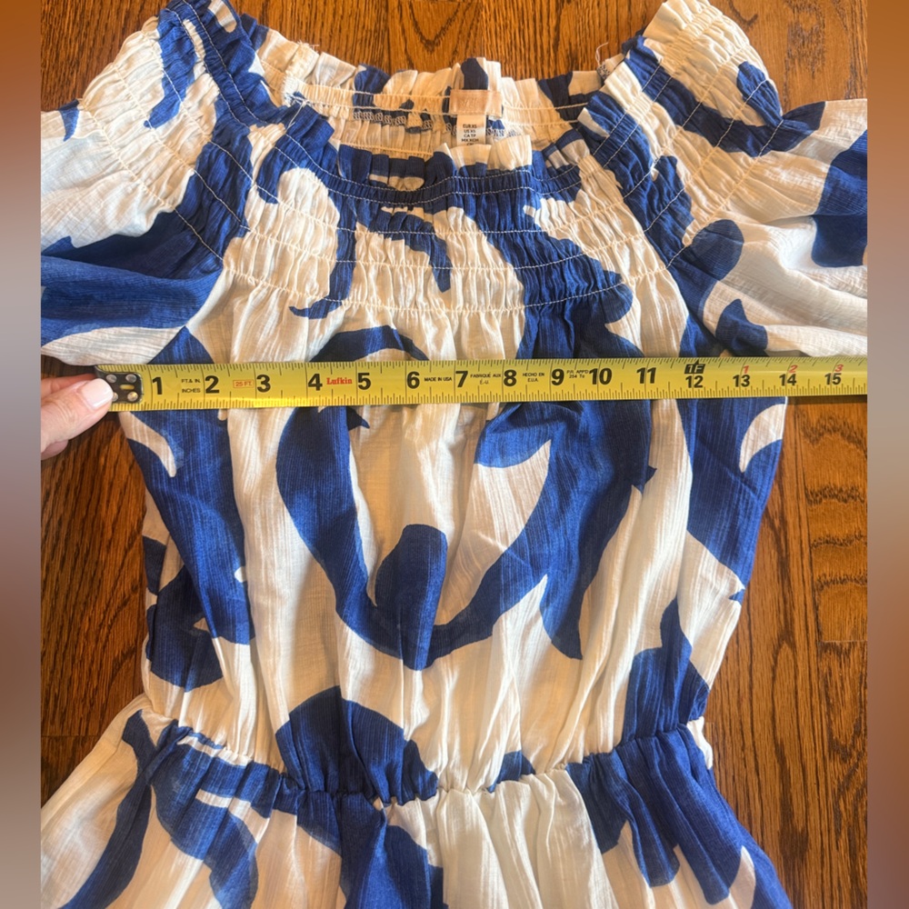 H&M Blue and White Floral off the shoulder short dress XS - Picture 4 of 7
